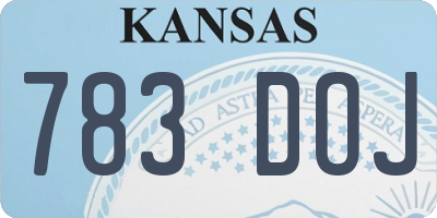 KS license plate 783DOJ