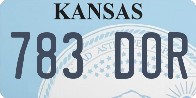 KS license plate 783DOR