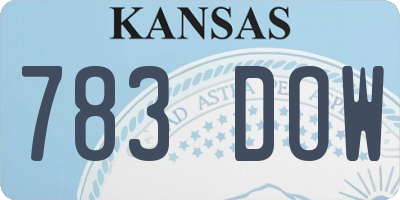 KS license plate 783DOW
