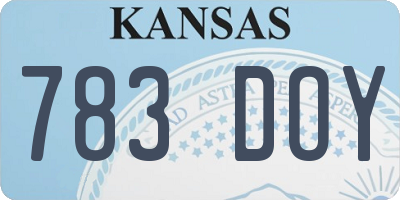 KS license plate 783DOY