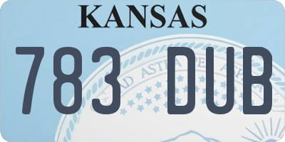 KS license plate 783DUB