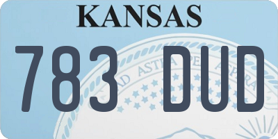 KS license plate 783DUD