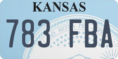 KS license plate 783FBA