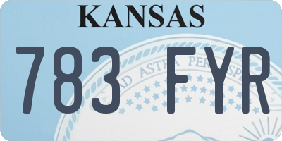 KS license plate 783FYR