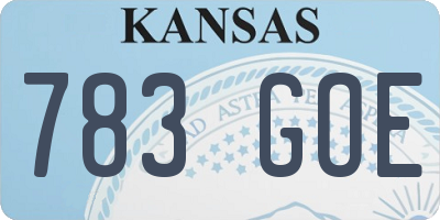 KS license plate 783GOE