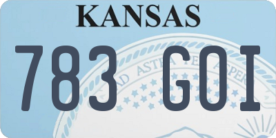 KS license plate 783GOI