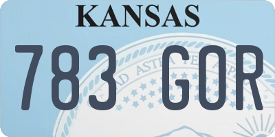 KS license plate 783GOR