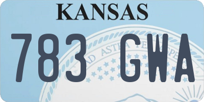 KS license plate 783GWA