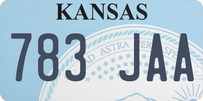 KS license plate 783JAA