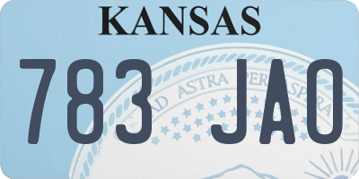 KS license plate 783JAO