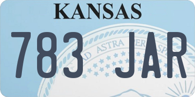 KS license plate 783JAR