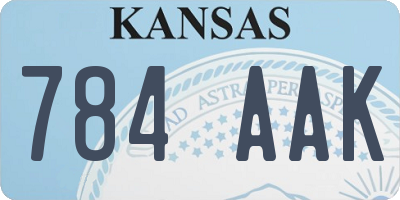 KS license plate 784AAK
