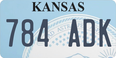 KS license plate 784ADK