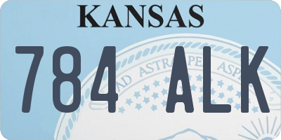 KS license plate 784ALK