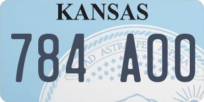 KS license plate 784AOO