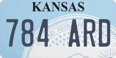 KS license plate 784ARD