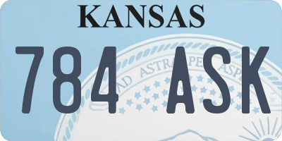KS license plate 784ASK