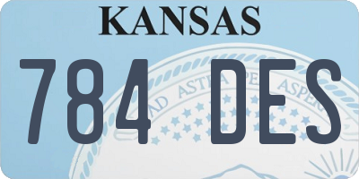 KS license plate 784DES