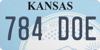 KS license plate 784DOE