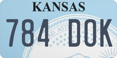 KS license plate 784DOK