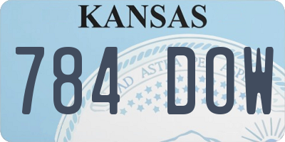 KS license plate 784DOW