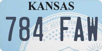 KS license plate 784FAW