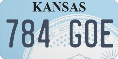 KS license plate 784GOE