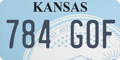 KS license plate 784GOF