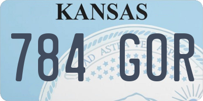 KS license plate 784GOR