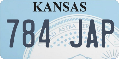 KS license plate 784JAP