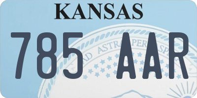 KS license plate 785AAR