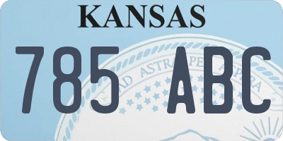 KS license plate 785ABC