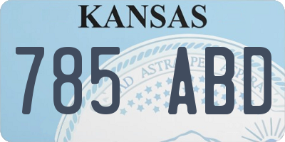 KS license plate 785ABD