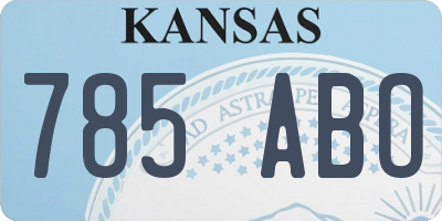 KS license plate 785ABO