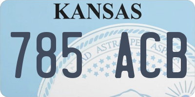 KS license plate 785ACB