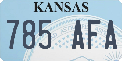 KS license plate 785AFA