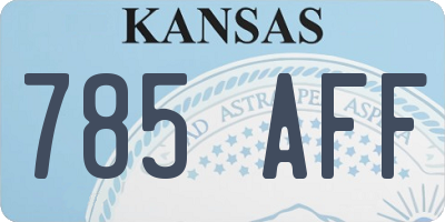KS license plate 785AFF