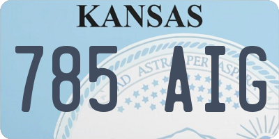 KS license plate 785AIG