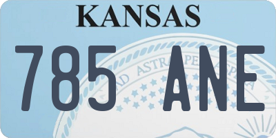 KS license plate 785ANE