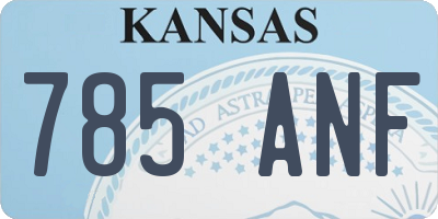 KS license plate 785ANF