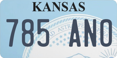 KS license plate 785ANO