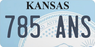 KS license plate 785ANS