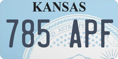 KS license plate 785APF