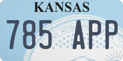 KS license plate 785APP