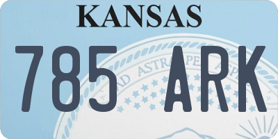 KS license plate 785ARK
