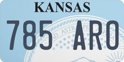 KS license plate 785ARO