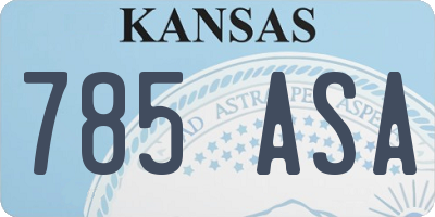 KS license plate 785ASA
