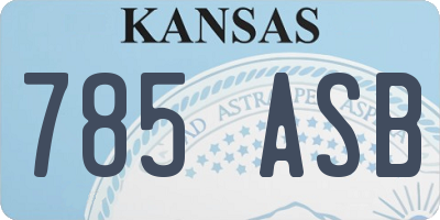 KS license plate 785ASB