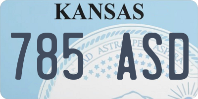 KS license plate 785ASD