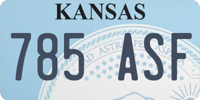 KS license plate 785ASF